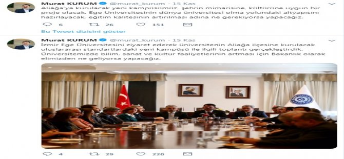 Çevre Ve Şehircilik Bakanı Murat Kurum’dan Aliağa Açıklaması
